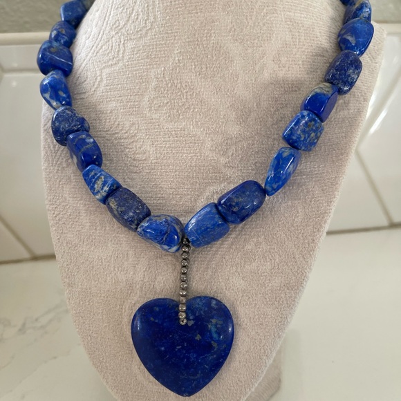 Jay King Lapis Heart Necklace with Silver setting - Picture 11 of 15